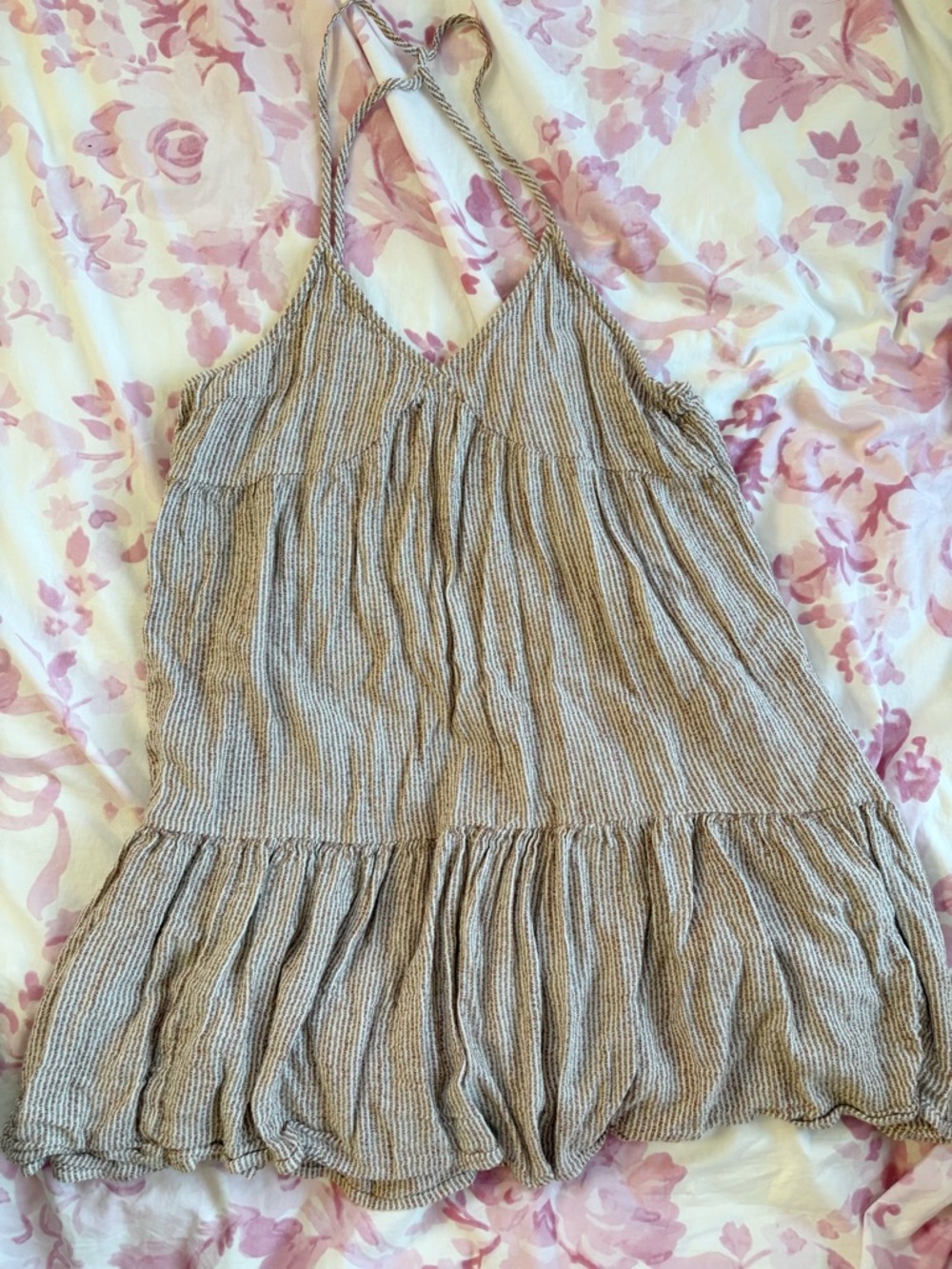 aerie Beige Striped Mini Dress